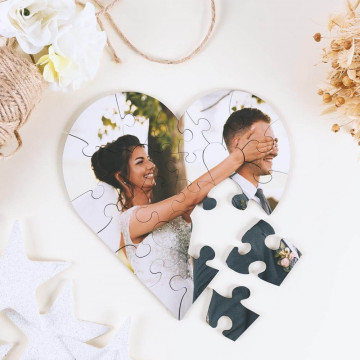 Puzzle cuore in legno personalizzato |Puzzle fotografico di alta qualità