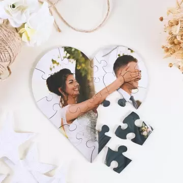Puzzle cuore in legno personalizzato |Puzzle fotografico di alta qualità
