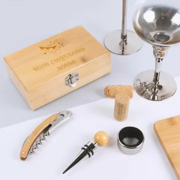 Scatola per vino 3 accessori con incisione