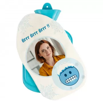 Bottiglia d'acqua calda personalizzata con foto e disegno originale “Brrrr”