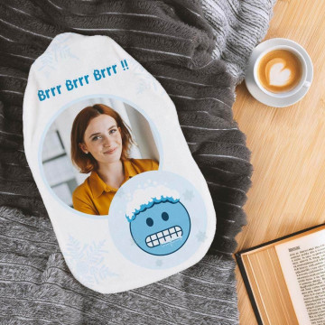 Bottiglia d'acqua calda personalizzata con foto e disegno originale “Brrrr”