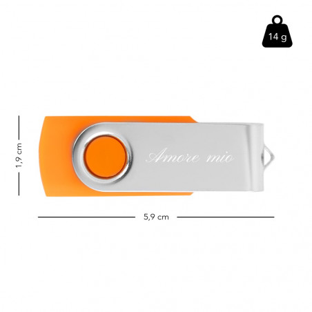 Dimensione dell'unità flash USB arancione Dimensione dell'unità flash USB arancione