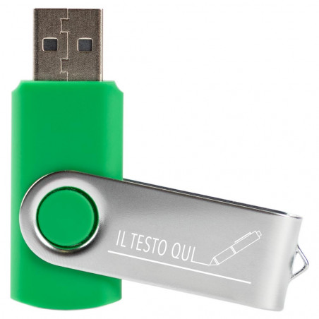Esclusiva chiavetta USB twister verde con testo inciso Esclusiva chiavetta USB twister verde con testo inciso