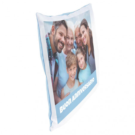 Cuscino blu personalizzato con foto