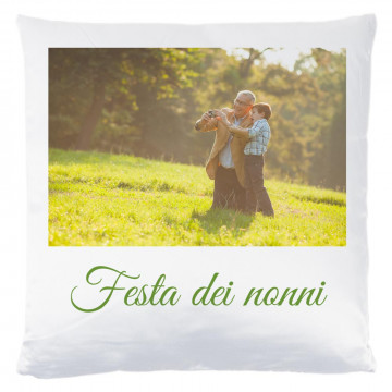 Cuscino personalizzato con foto e testo satinato