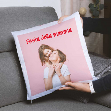 Cuscino bianco personalizzato con retro rosa |Stampa di foto HD