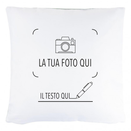 Cuscino bicolore verde con foto stampata