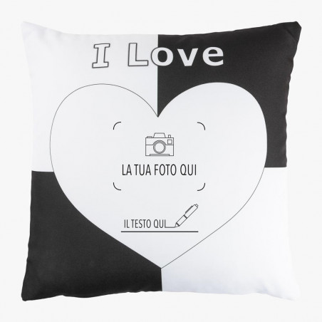 Cuscino Adoro il nero con foto stampata Cuscino Adoro il nero con foto stampata