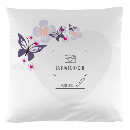 Farfalla cuscino cuore con foto Farfalla cuscino cuore con foto