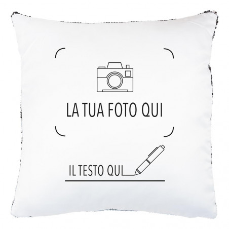 Cuscino in paillettes nero per personalizzare Cuscino in paillettes nero per personalizzare