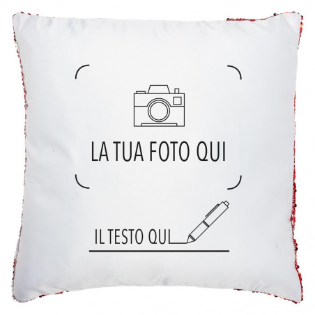 Cuscino in paillettes rosso stampato con le tue foto Cuscino in paillettes rosso stampato con le tue foto