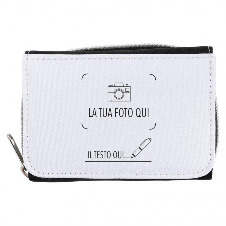 Portafogli in tessuto nero con patta anteriore stampata Portafogli in tessuto nero con patta anteriore stampata