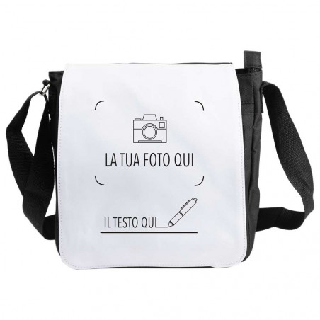 Borsa in tessuto nero stampata con foto Borsa in tessuto nero stampata con foto