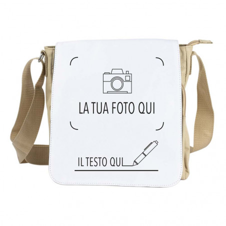 Borsa beige unica con foto stampata Borsa beige unica con foto stampata