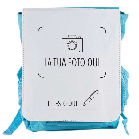 Zaino bambino blu personalizzato con stampa fotografica Zaino bambino blu personalizzato con stampa fotografica