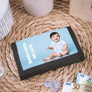 Portafoglio nero personalizzato con velcro |Stampa fotografica