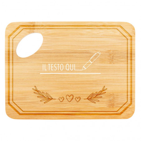 Taglio in legno con bordo e cuore da personalizzare Taglio in legno con bordo e cuore da personalizzare