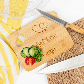 Piccolo tagliere da cucina in legno inciso |Personalizzazione del testo unica