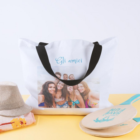 Borsa da spiaggia nera personalizzata