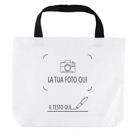 Borsa in tessuto bianco con stampa foto