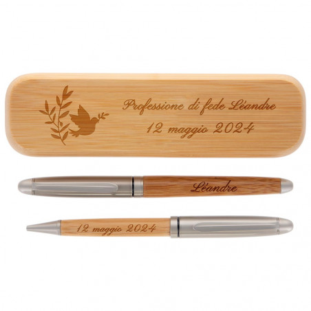 Box 2 penne in legno comunione per personalizzare Box 2 penne in legno comunione per personalizzare