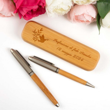Box 2 penne in legno personalizzate comunione