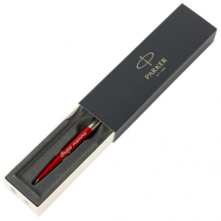 Esclusiva penna Parker Jotter rossa con incisione del testo Esclusiva penna Parker Jotter rossa con incisione del testo