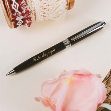 Penna a sfera nera di lusso personalizzabile |Incisione del testo
