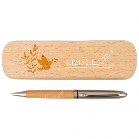 Carillon portapenne in legno inciso battesimo Carillon portapenne in legno inciso battesimo