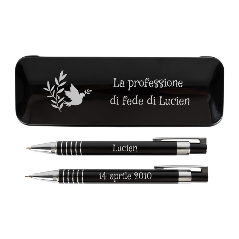 Box penne a sfera e comunione personalizzata con supporto a sfera nero