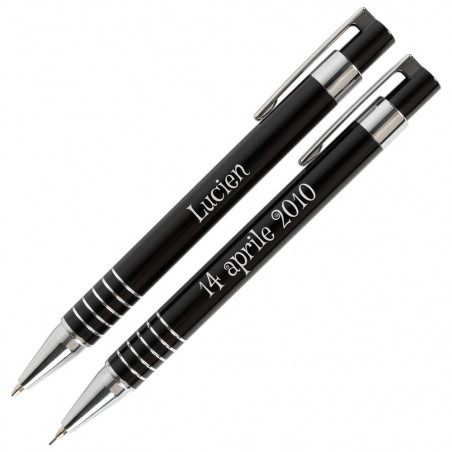 Penna a sfera e comunione porta mine nera personalizzata Penna a sfera e comunione porta mine nera personalizzata