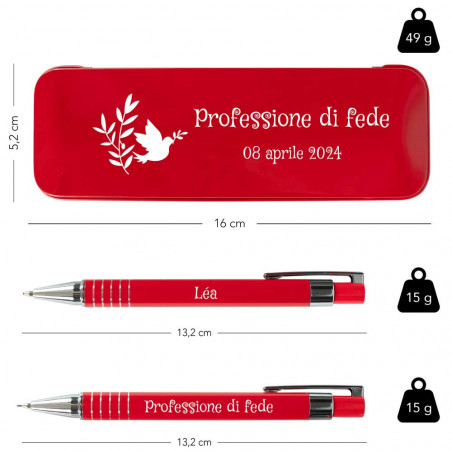 Astuccio per penne di dimensioni personalizzate e portamine rosso Astuccio per penne di dimensioni personalizzate e portamine rosso