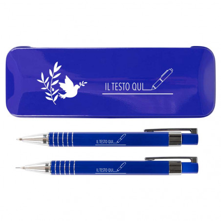 Penna blu per comunione e portamine Penna blu per comunione e portamine