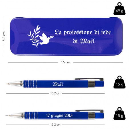 Dimensione cassa della penna e porta mine blu Dimensione cassa della penna e porta mine blu