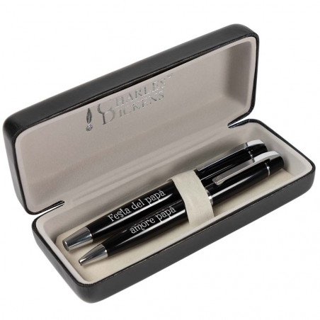 Set di 2 penne Charles Dickens incise Set di 2 penne Charles Dickens incise
