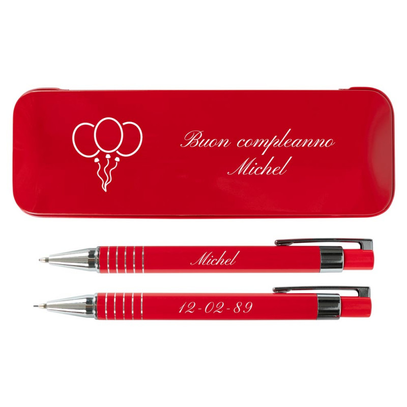 Penna a sfera Duo e porta mine inciso