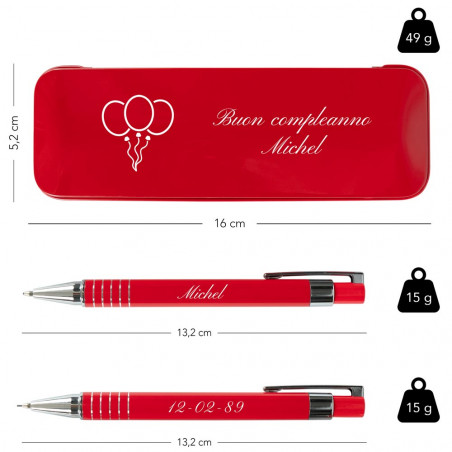 Doppia dimensione penna a sfera e porta mine rosso Doppia dimensione penna a sfera e porta mine rosso
