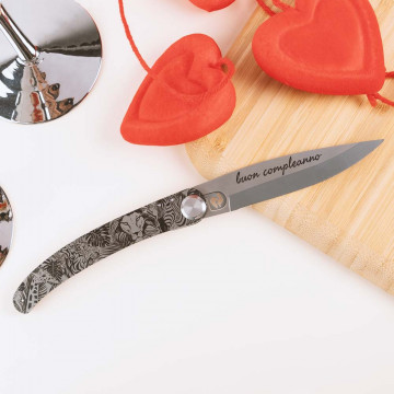 Coltello safari in legno e acciaio personalizzato |Incisione di testo unica