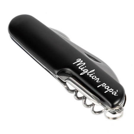 Coltello multifunzione nero con personalizzazione Coltello multifunzione nero con personalizzazione