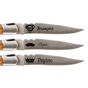 Coltello papà personalizzato Baladéo con incisione e dedica