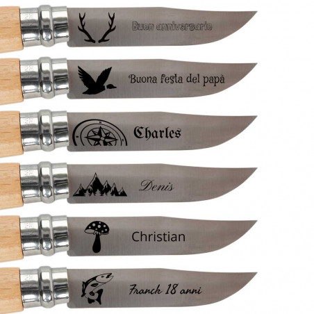 Lama incisa con questo coltello Opinel N°7 Lama incisa con questo coltello Opinel N°7