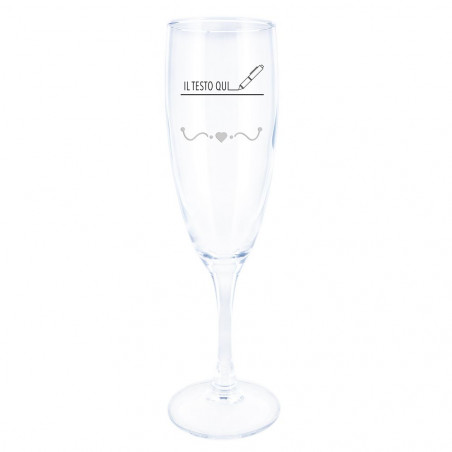 Champagne Flute design cuore con incisione di testo Champagne Flute design cuore con incisione di testo