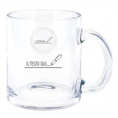 Tazza in vetro con disegno di compleanno e incisione del testo Tazza in vetro con disegno di compleanno e incisione del testo