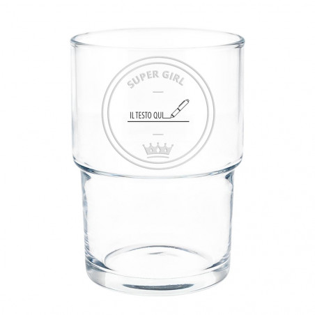 Supergirl acqua vetro testo incisione