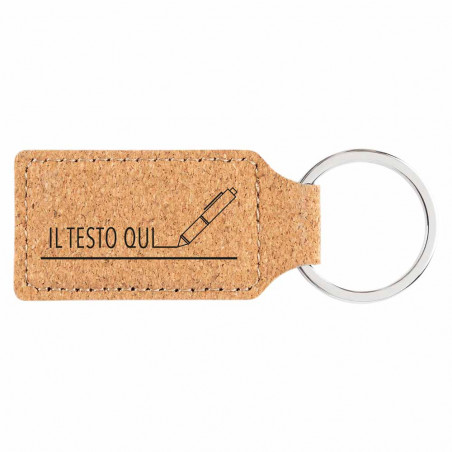 Portachiavi in sughero rettangolare con testo da incidere