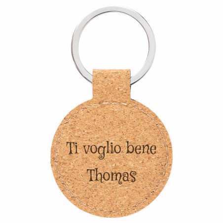 Portachiavi sughero rotondo personalizzabile Portachiavi sughero rotondo personalizzabile