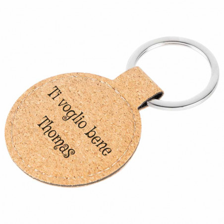 Portachiavi rotondo incisione sughero Portachiavi rotondo incisione sughero