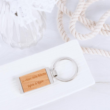 Portachiavi rettangolare personalizzato in metallo e legno