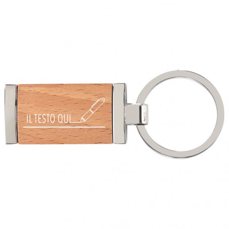 Portachiavi in legno rettangolo con personalizzazione di testo