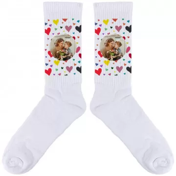 Calza foto con cuore colorato